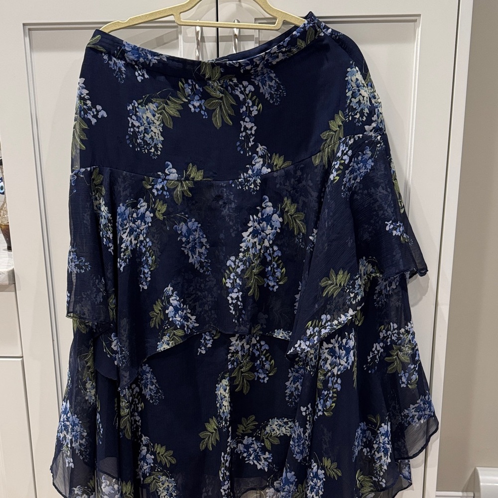 Vince Camuto Floral Navy Blue Skirt
